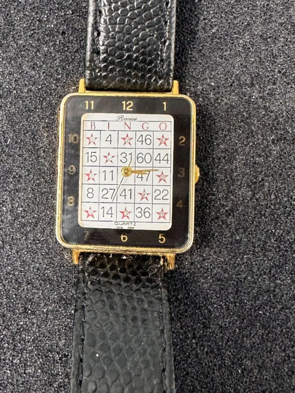 Ronica Bingo Watch Women 25mm White Dial Gold Tone Leather New Battery